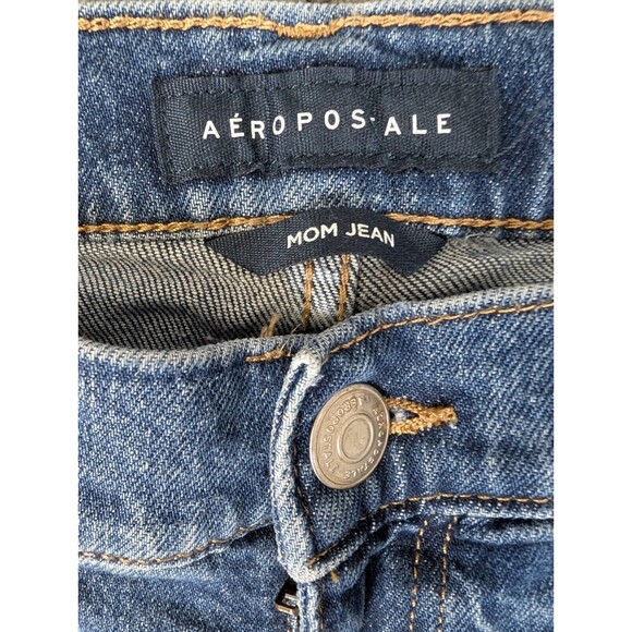 Aeropostale Womens Blue Distressed Denim Medium Wash Mom Jeans Size 10 Regular - Picture 2 of 10